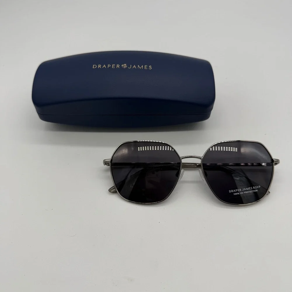 Draper James RSVP DJ9027 Silver Geometric Sunglasses 100% UV Protection